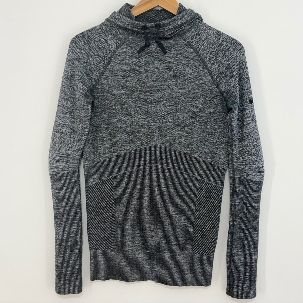Nike Pro Women's Seamless Hoodie Heathered Black Size Small